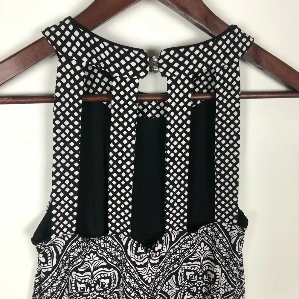 Reversible NWT White House Black Market Print Sleeveless Halter Neck Dress XS - Picture 7 of 12
